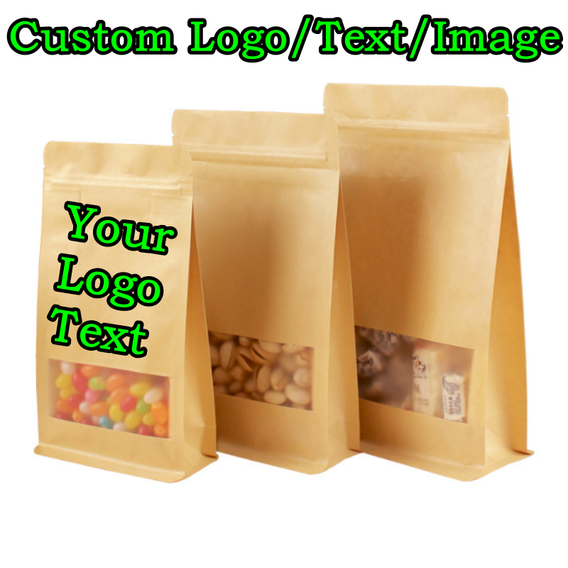 Logo Food Snack - 50 шт. 3D-пакеты из крафт-бумаги с