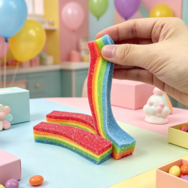 Мягкий радужный антистресс-мяч – обзор и цена Candy Sour Strip